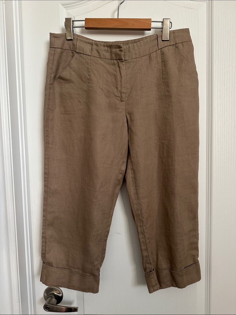 RW&CO. Linen cropped Trousers in Taupe